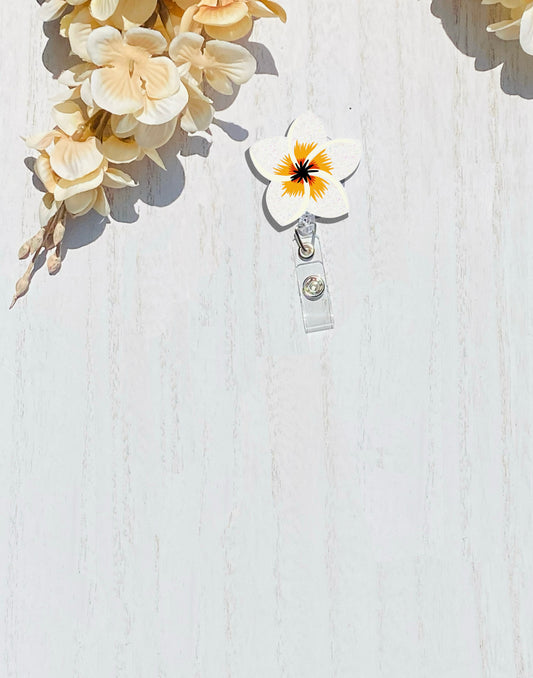 Plumeria Flower Badge Reel