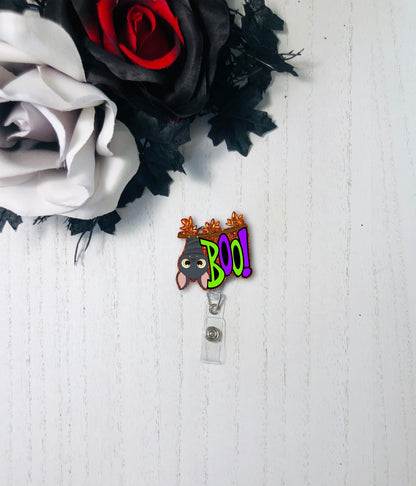 Boo Bat Halloween Badge Reel