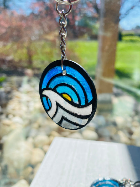 Stained Glass Ocean Wave Keychain