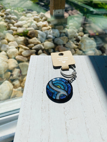 Glitter Ocean Wave Keychain