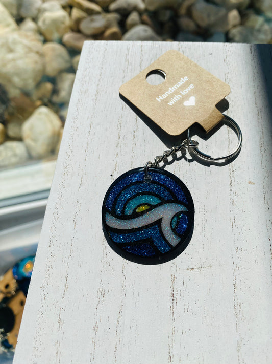 Glitter Ocean Wave Keychain