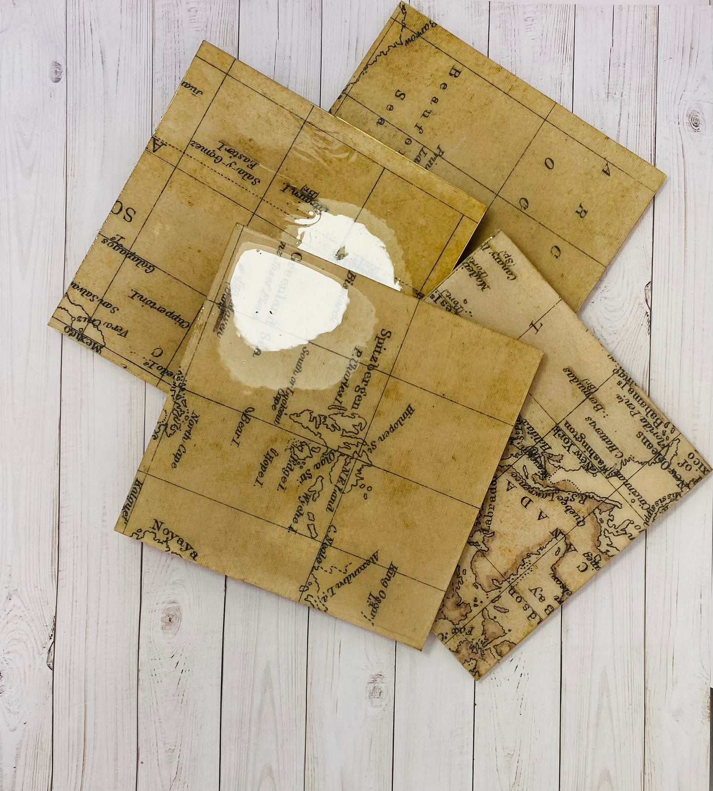 Vintage World Map Drink Coasters set of 4