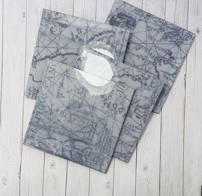 Blue Vintage World Map Drink Coasters set of 4