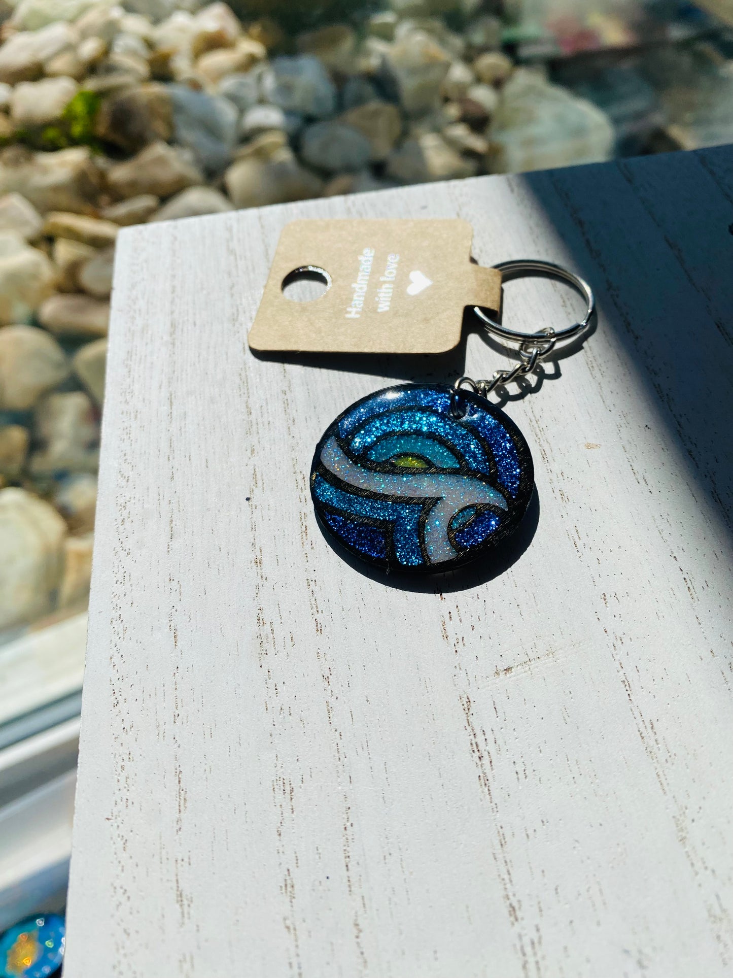 Glitter Ocean Wave Keychain