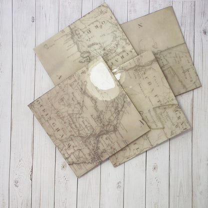 Beige Vintage World Map Drink Coasters set of 4